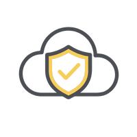 Secure cloud storage and access icon with lock